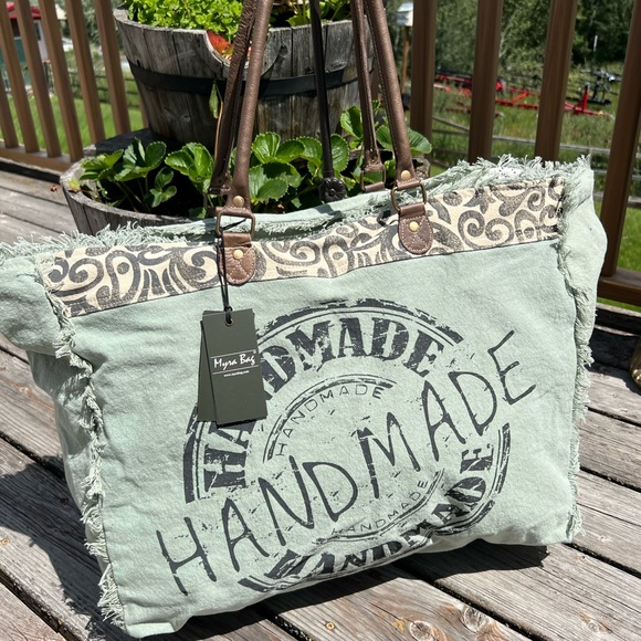 ✈️green New Handmade XL Canvas Weekender Myra Bag Duffel GYM travel tote - Picture 4 of 7